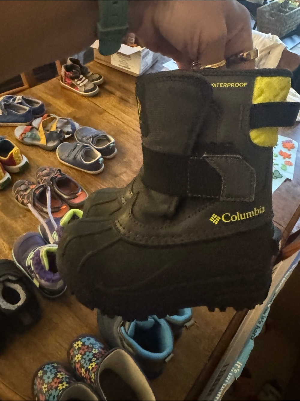 Columbia Kids Black and Yellow Waterproof Snow Boot